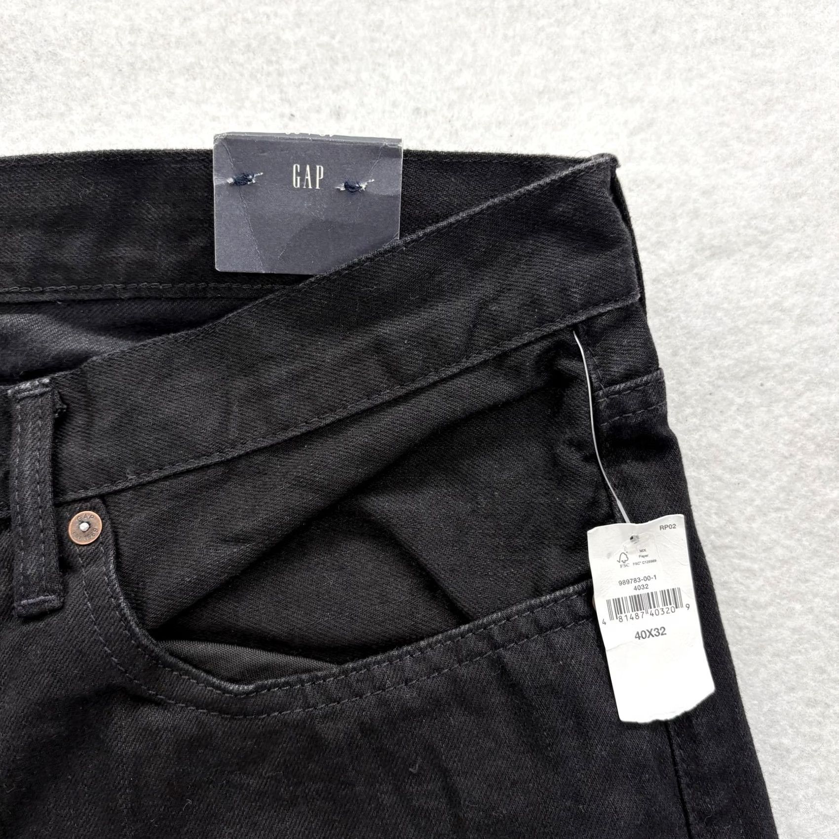 Gap Gap Jeans Mens 40x32 Denim Straight Black Dark Wash NWT Regular Pants Waist 40 Inseam 32 Cotton Zip Size US 40 / EU 56 - 3 Thumbnail