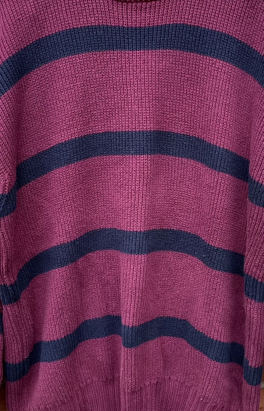 Eddie Bauer Vintage 90s Eddie Bauer Sweater Maroon striped Crewneck Size US L / EU 52-54 / 3 - 3 Thumbnail