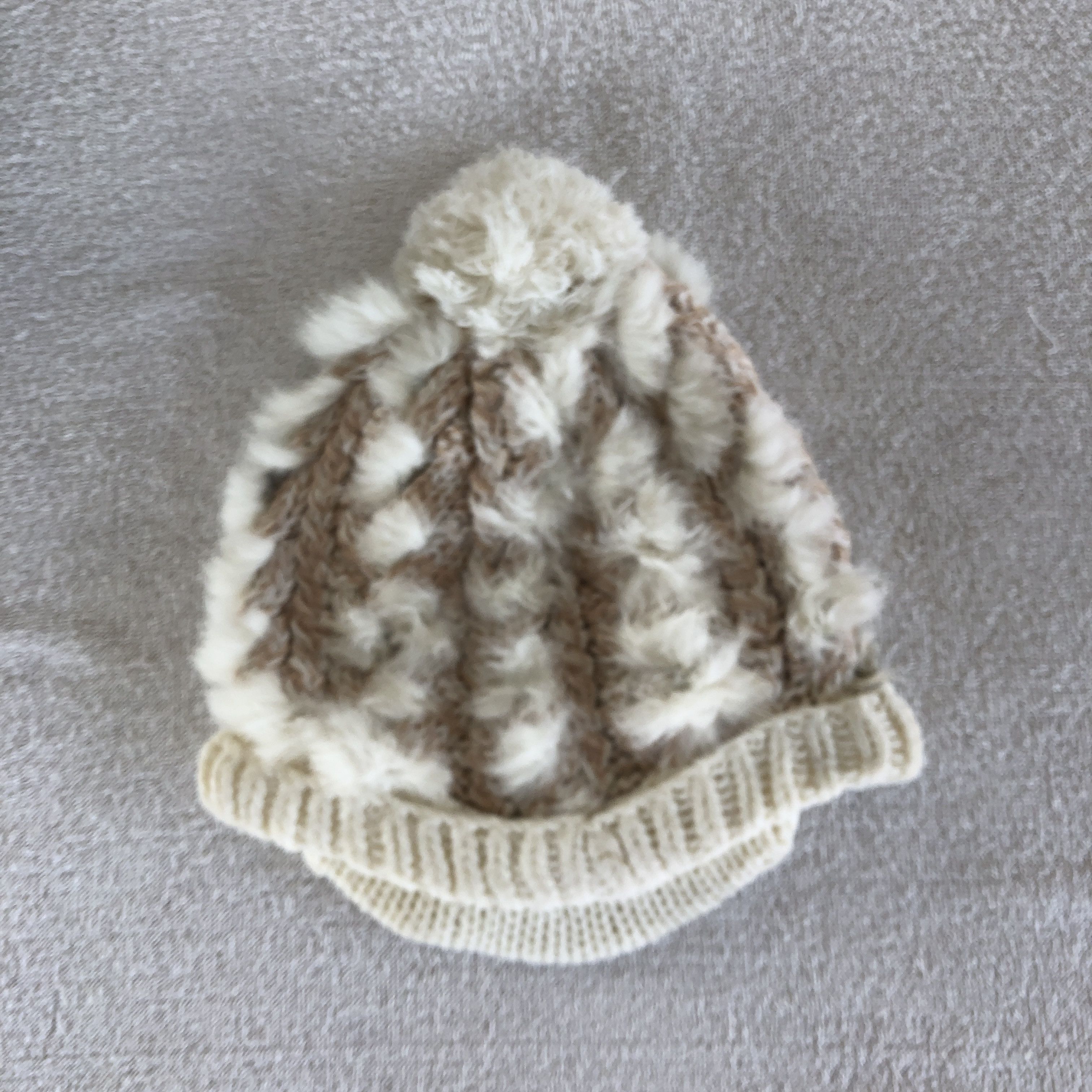 Japanese Brand Vintage 90s Marylia Cable Knit Beanie Mink Fur Snow Caps Hat Size ONE SIZE - 5 Thumbnail