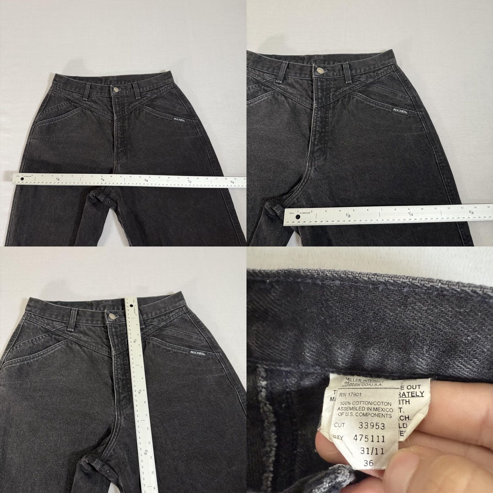 Vintage VINTAGE Rocky Mountain Jeans Womens Black Bare Back Slim Fit Denim Pants Western 90s Size 32" / US 10 / IT 46 - 8 Thumbnail