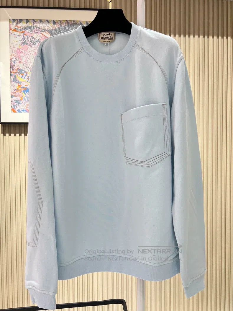 Hermes Hermes Men's sweatshirt, baby blue light blue Size US L / EU 52-54 / 3 - 2 Thumbnail