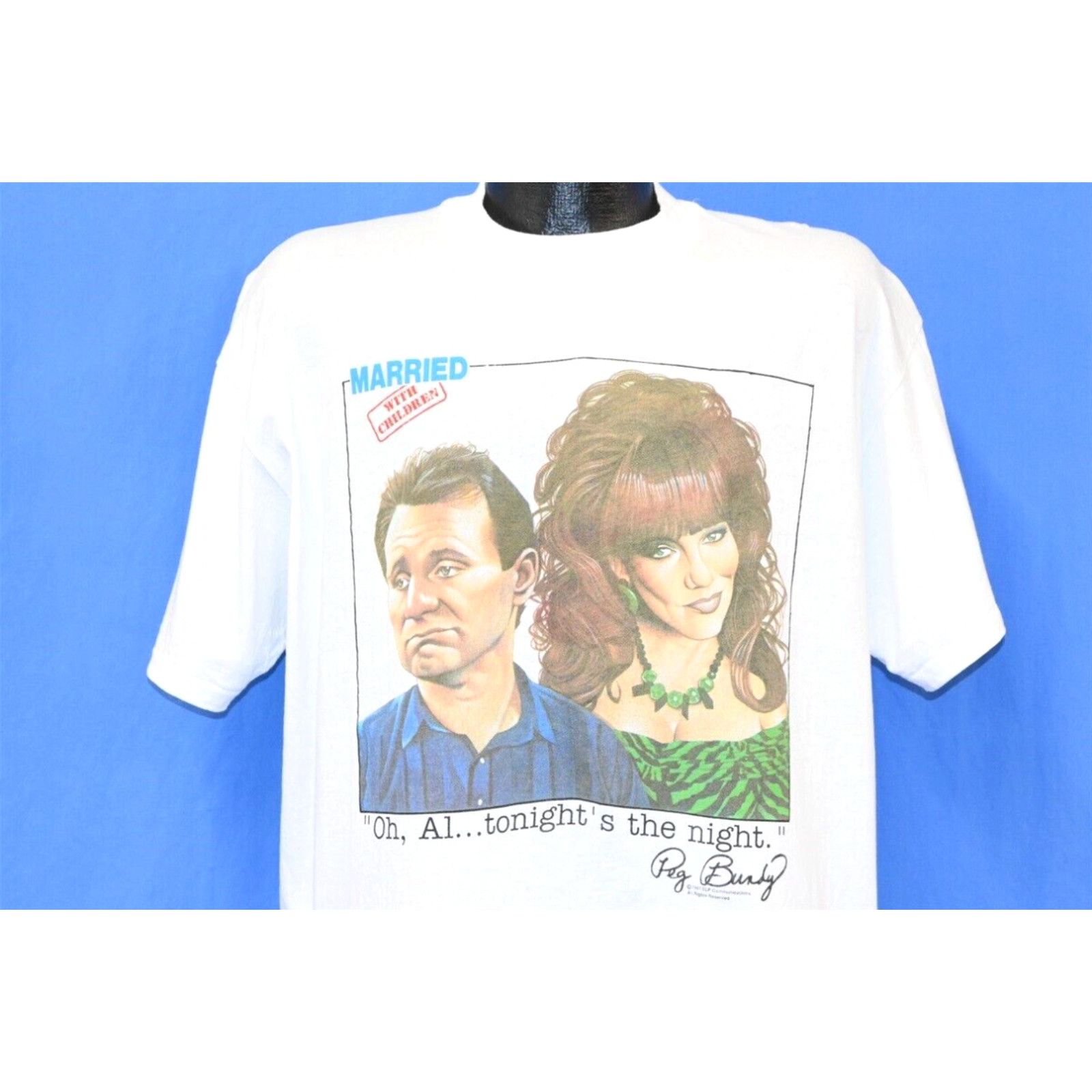 image of Vintage 90's Married With Children Tv Al Peg Bundy Tonights The Night T-Shirt XL in White, Men's