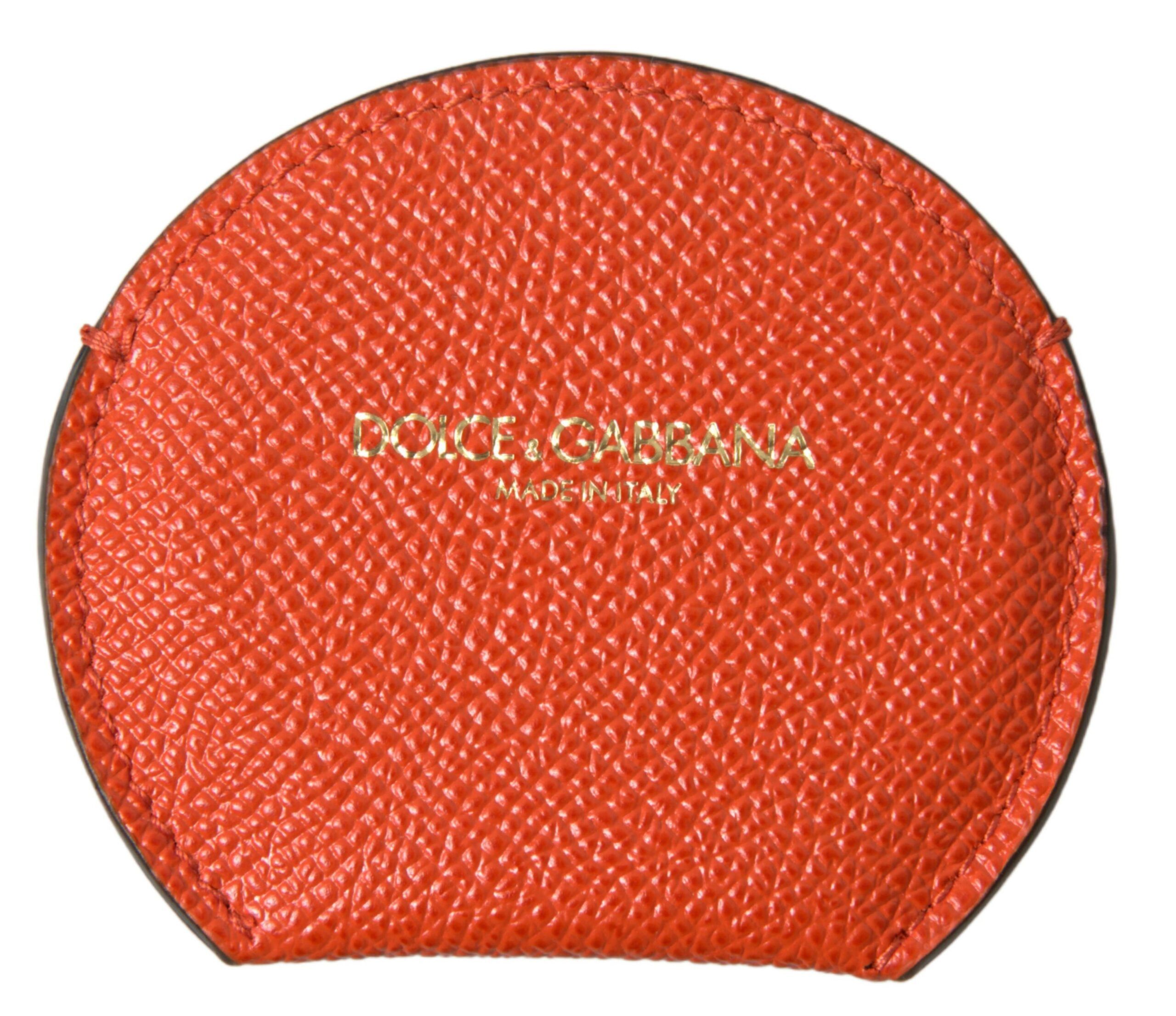 Dolce & Gabbana Dolce & Gabbana Orange Calfskin Leather Round Logo Hand