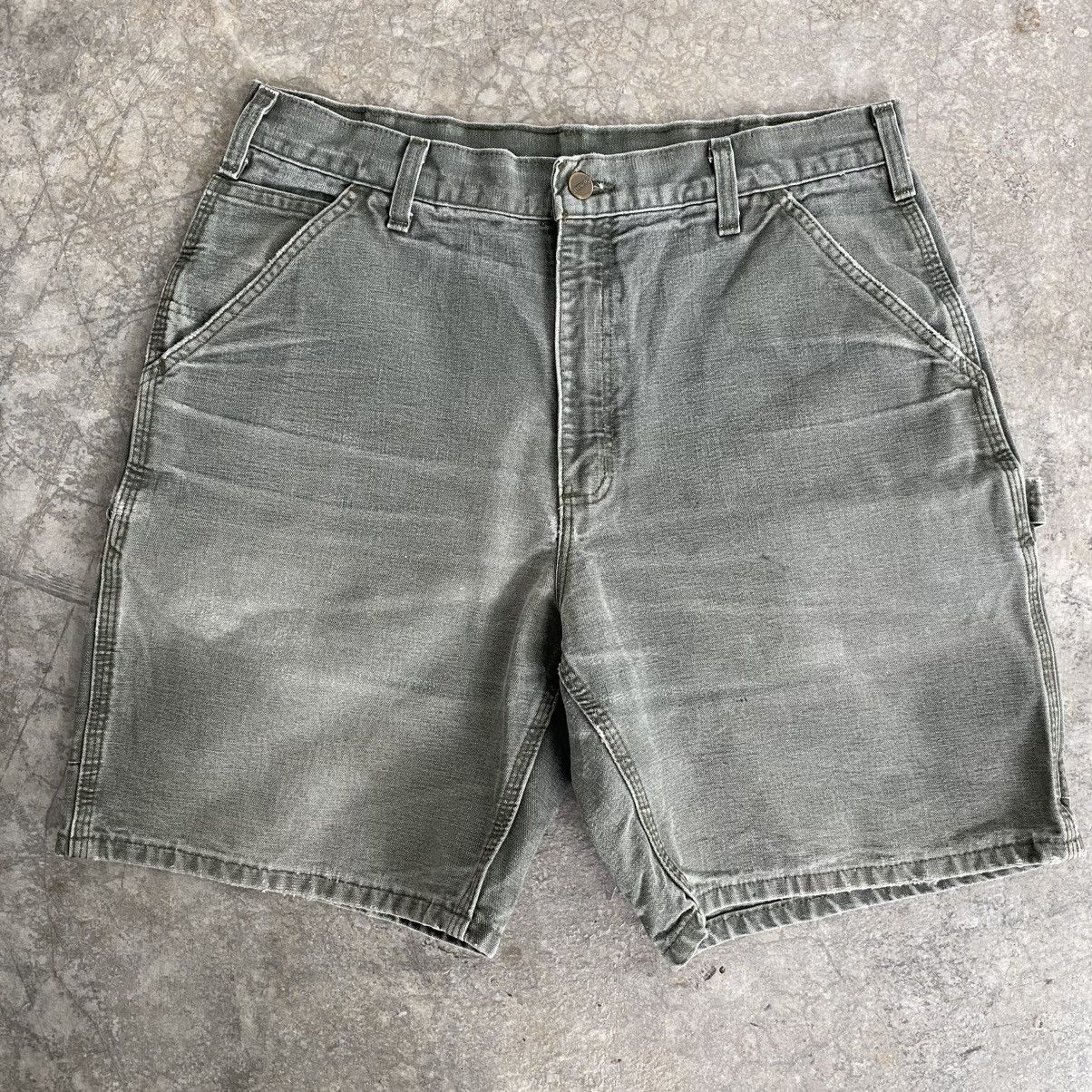 Carhartt VTG Carhartt Faded Moss Green Carpenter Baggy Shorts Jorts Size US 34 / EU 50 - 9 Thumbnail