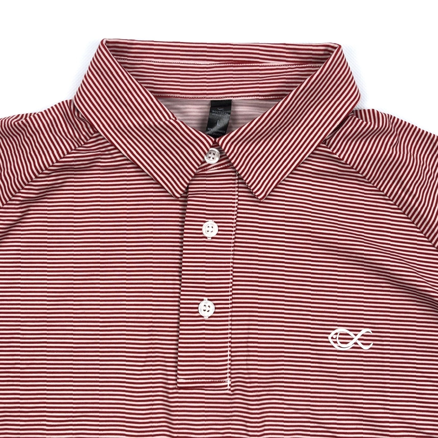 Vintage Southern Athletica Polo Shirt Striped Golf Shirt Men L Red White Performance Polo Shirt Size US L / EU 52-54 / 3 - 3 Thumbnail
