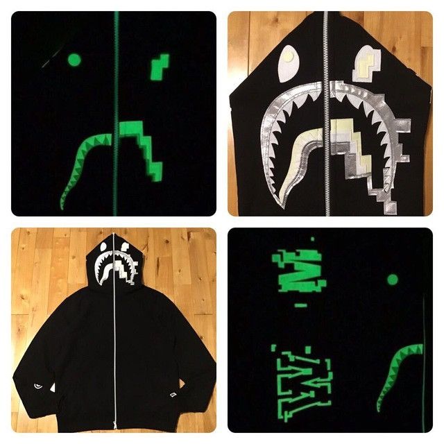 Bape 💫Glow in the dark💫 BAPE DIGITAL SHARK FULL ZIP HOODIE APE Size US XL / EU 56 / 4 - 1 Thumbnail