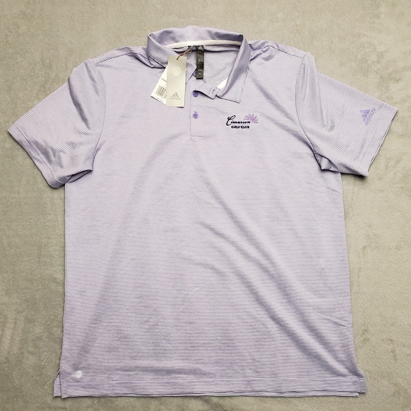 Adidas Adidas Shirt Mens L Purple Stripe Polo Polyester Performance Short Sleeve Golf Casual Men's Polo Shirt Size US L / EU 52-54 / 3 - 2 Thumbnail
