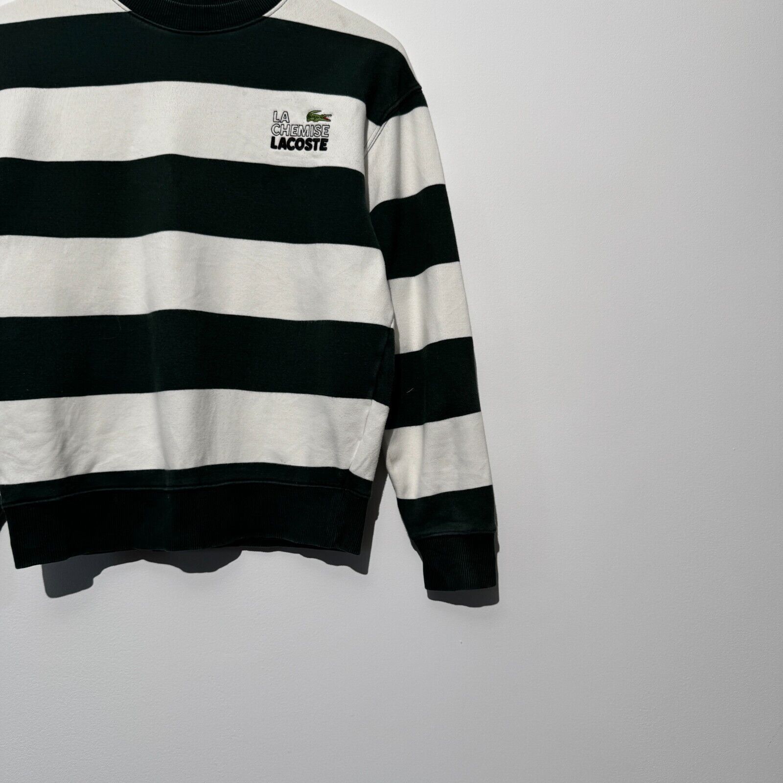 Lacoste Lacoste Unisex XXS Green White Striped Cotton Crewneck Size US M / EU 48-50 / 2 - 3 Thumbnail