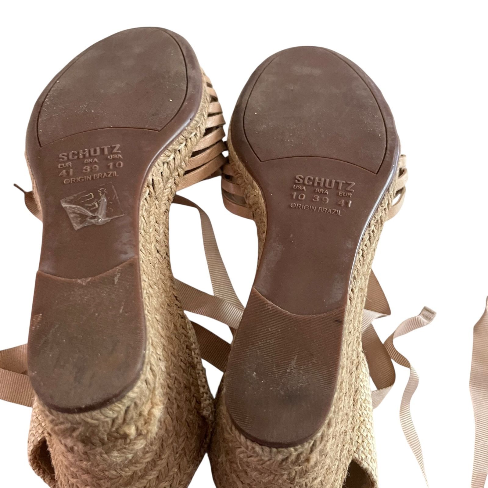 SCHUTZ SCHUTZ Isadora Basketweave Leather Wedge Espadrille Sandals Size US 10 / IT 40 - 6 Thumbnail