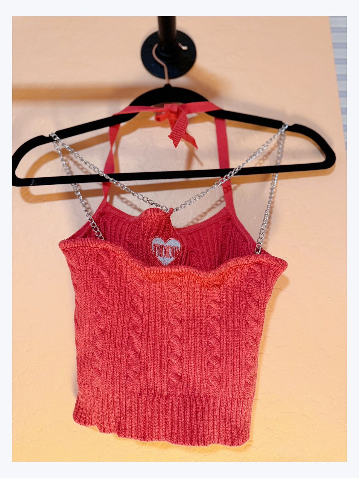 Other Y2K Knit Crop Top with Chain Straps – “Such Cute” Size M / US 6-8 / IT 42-44 - 6 Thumbnail