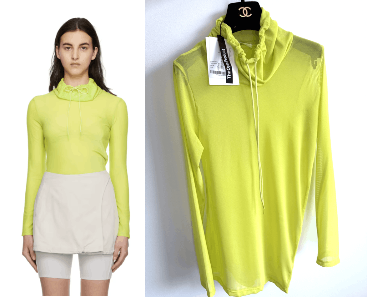 OPEN YY USD200 OPEN YY GREEN DRAWSTRING TURTLENECK TOP/BLOUSE Size S / US 4 / IT 40 - 1 Thumbnail