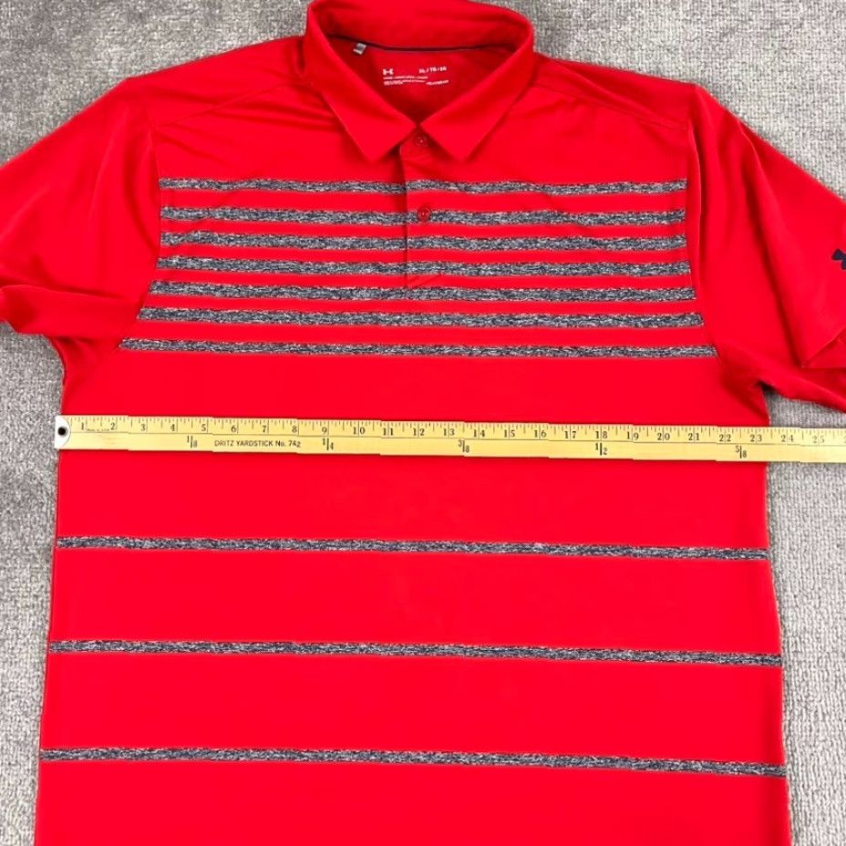 Under Armour Under Armour Polo Shirt Mens XL Red Gray Striped Heatgear Performance Golf Sport Size US XL / EU 56 / 4 - 5 Thumbnail