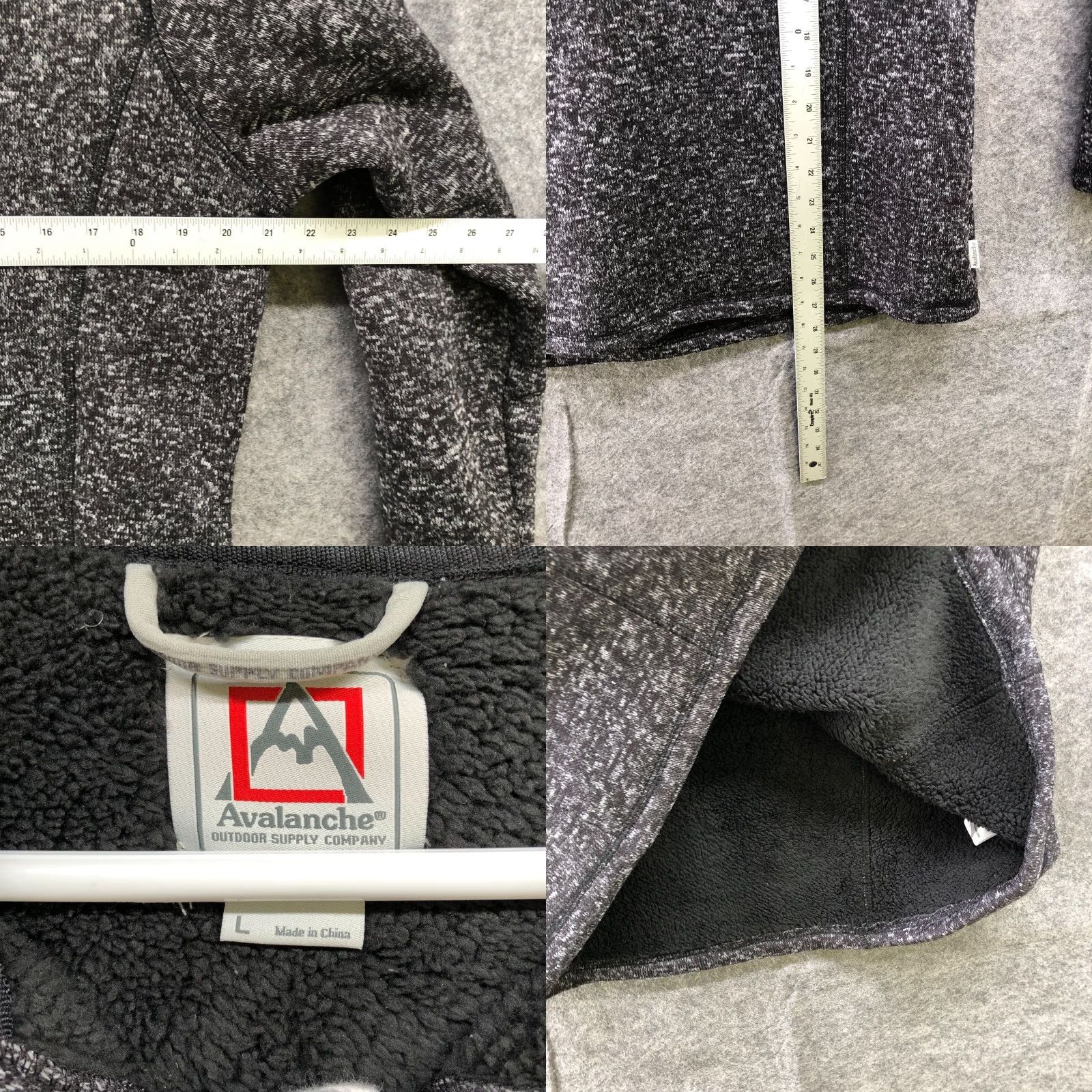 Avalanche Avalanche Mens L Dark Gray Heather Fleece Henley Mock Neck Pullover Sweater Snap Button Size US L / EU 52-54 / 3 - 8 Thumbnail