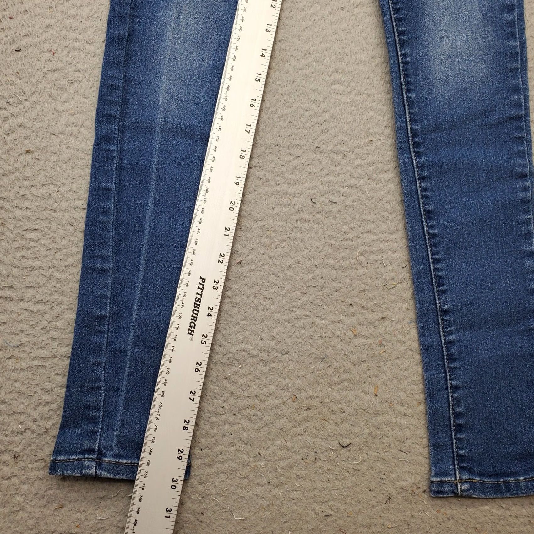 Vintage BOB Skinny Jeans Women's 1/2 Blue Denim Medium Wash Whiskered Low Waist Pants Jeans Womens Size 25" / US 0 / IT 36 - 4 Thumbnail