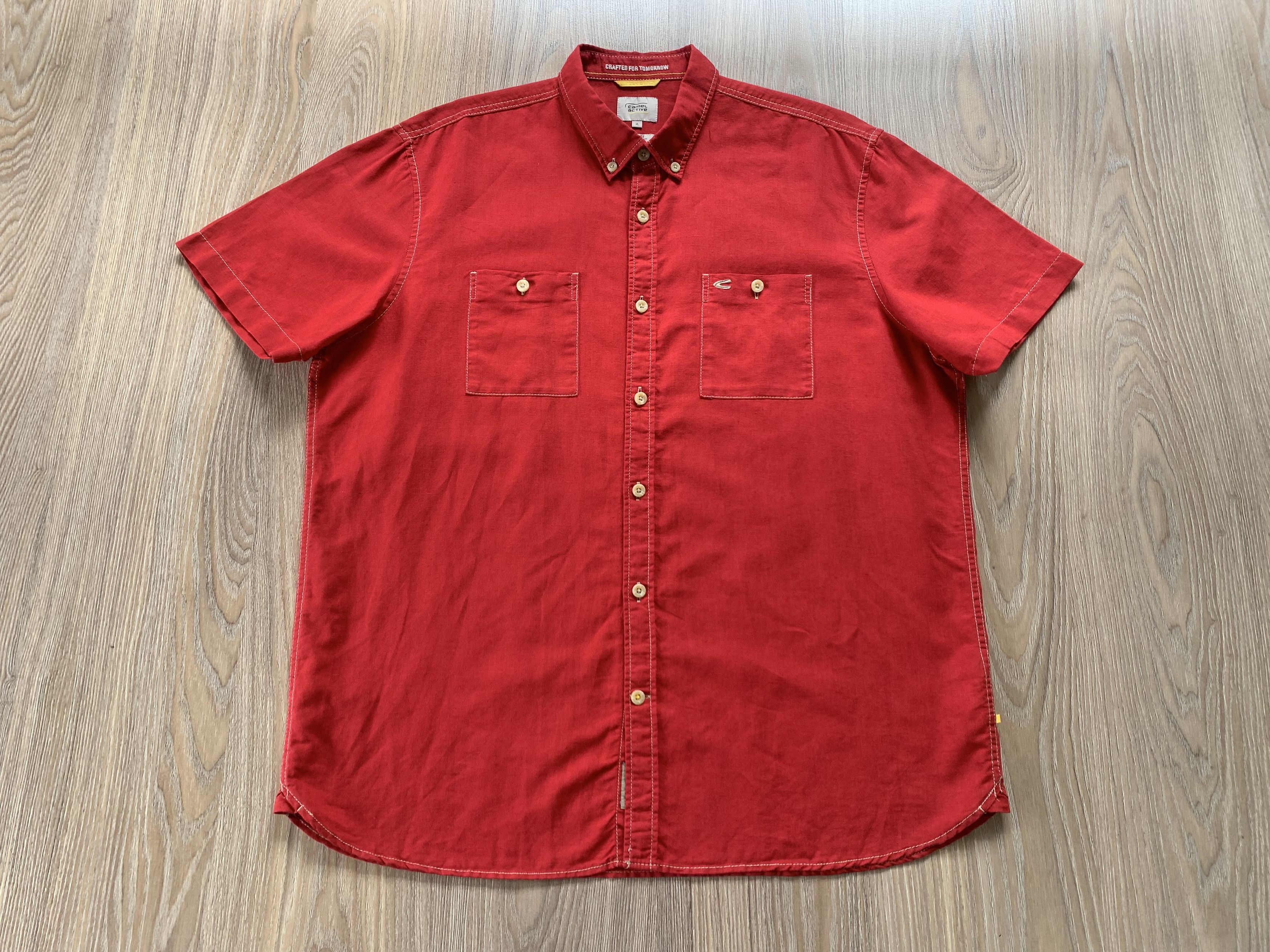 camel active Camel Active Linen Blend Regular Fit Red Button Up Shirt Size US XL / EU 56 / 4 - 2 Thumbnail