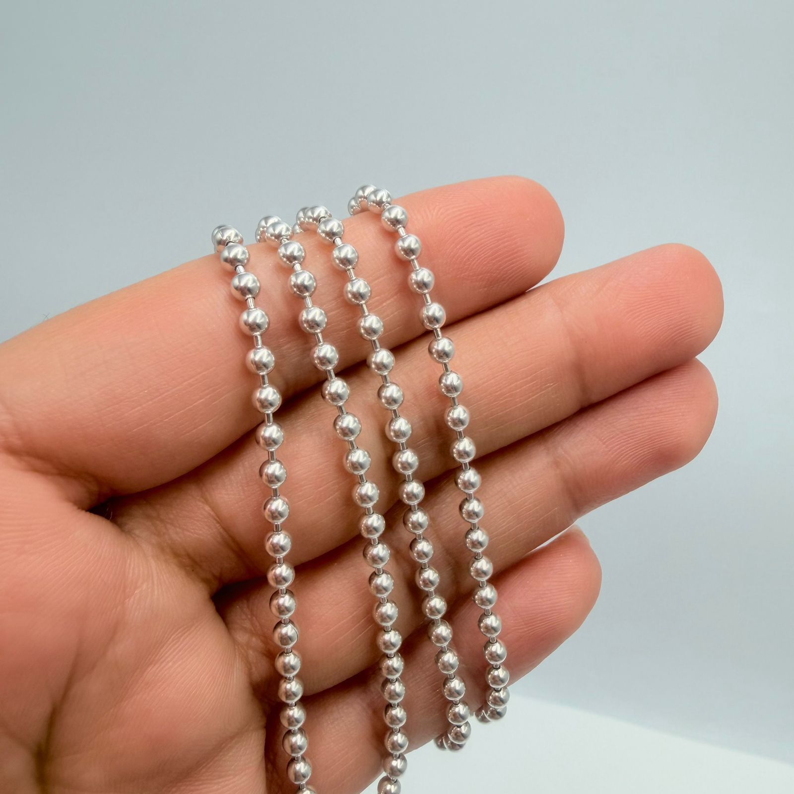 Sterling Silver Vintage 925 Sterling Silver Bead Chain Necklace Size ONE SIZE - 7 Thumbnail