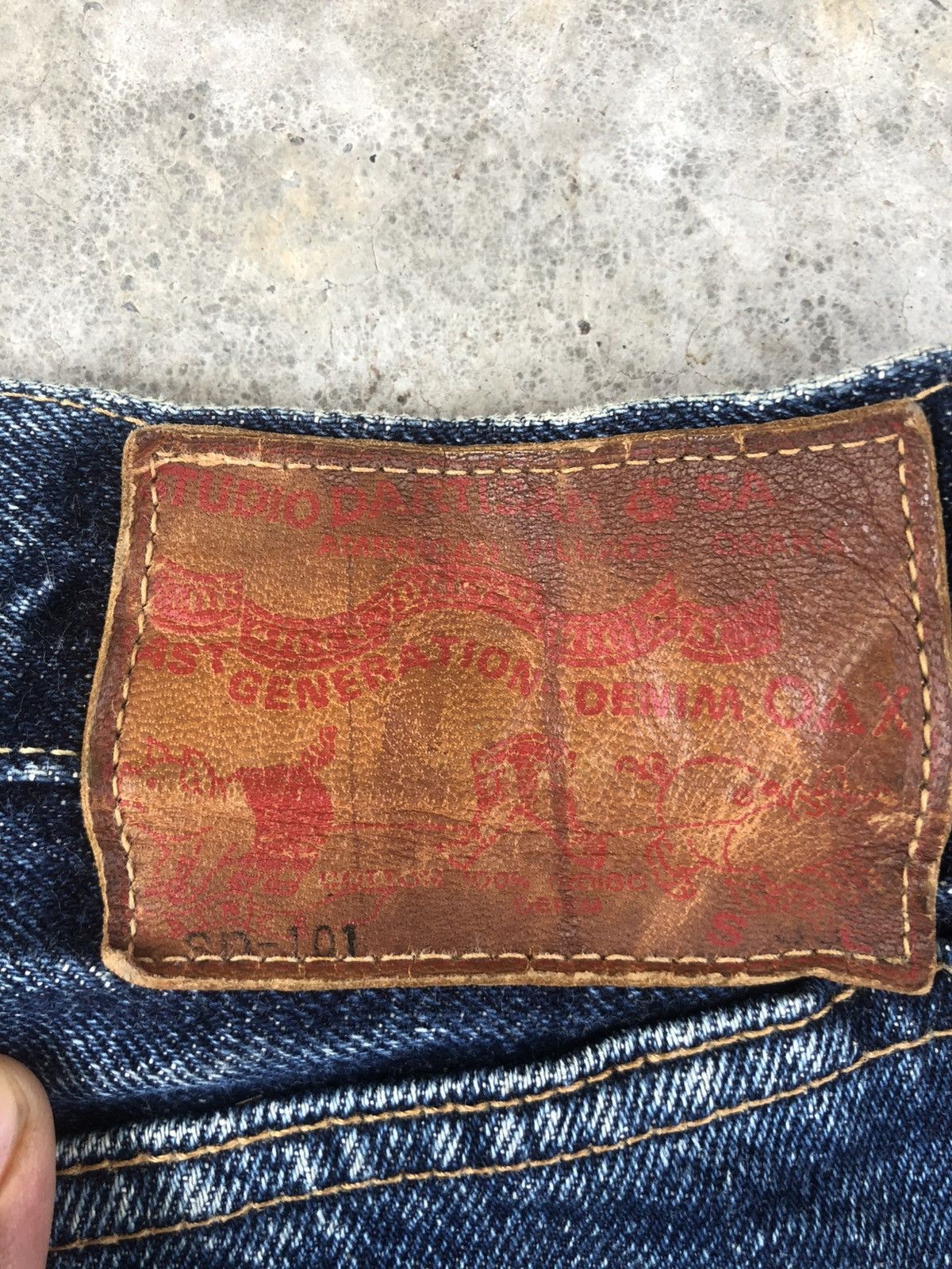 Studio D'Artisan Studio D’Artisan SD101 Selvedge Denim Distressed Jeans Size US 31 - 22 Thumbnail