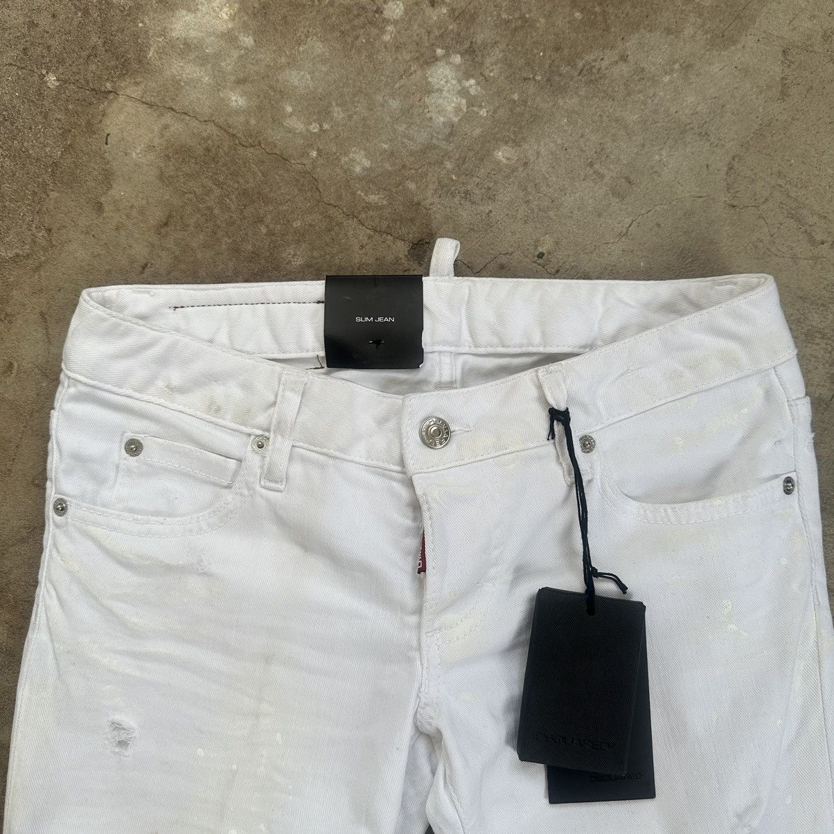 Dsquared2 × Vintage Y2K Dsquared2 distressed painted flared archive denim jeans Size 27" / US 4 / IT 40 - 8 Thumbnail