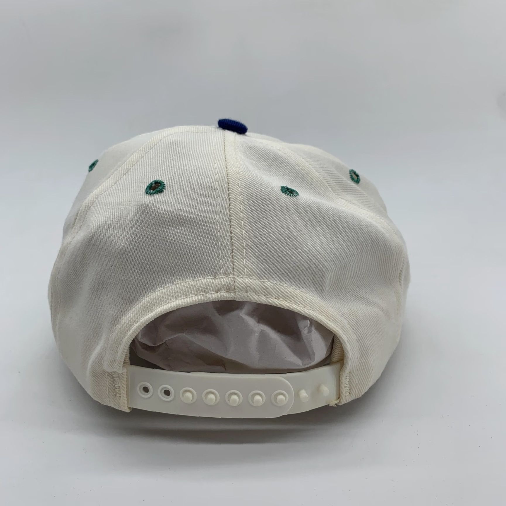 Vintage Bear Creek Hat Cap Snap Back Mens White Blue Golf Bear Logo Adjustable One Size Size ONE SIZE - 4 Thumbnail