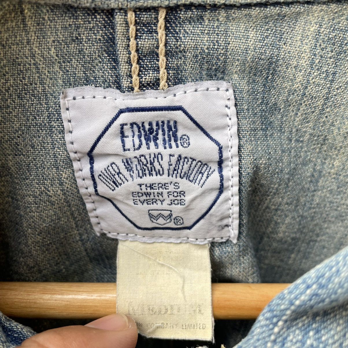 Edwin 🔥Vintage 1997 Edwin Stone Washed Workwear Chore Denim Jacket Size US M / EU 48-50 / 2 - 16 Thumbnail