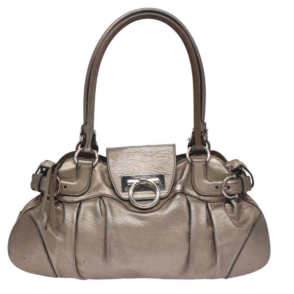Salvatore Ferragamo Gancini Silver Leather Shoulder Bag (Pre-Owned) Size ONE SIZE - 1 Thumbnail