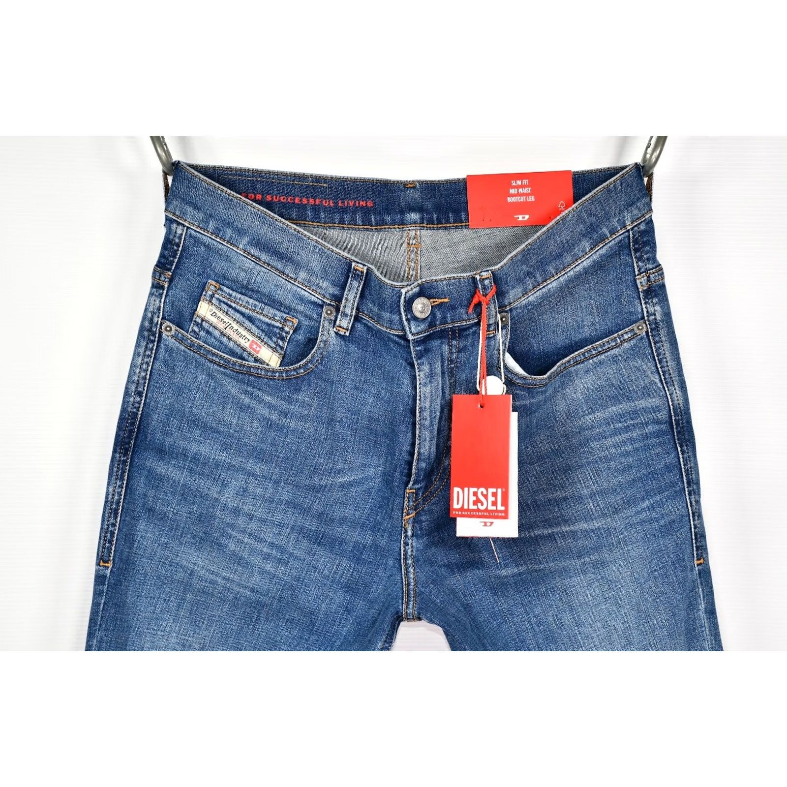 Diesel DIESEL Jeans Bootcut Slim Fit 2021-09D47 W30 L30 Blue Mens Jeans 100% Cotton Stretch Regular Size 30 Inseam 32.68in Size US 30 / EU 46 - 2 Thumbnail