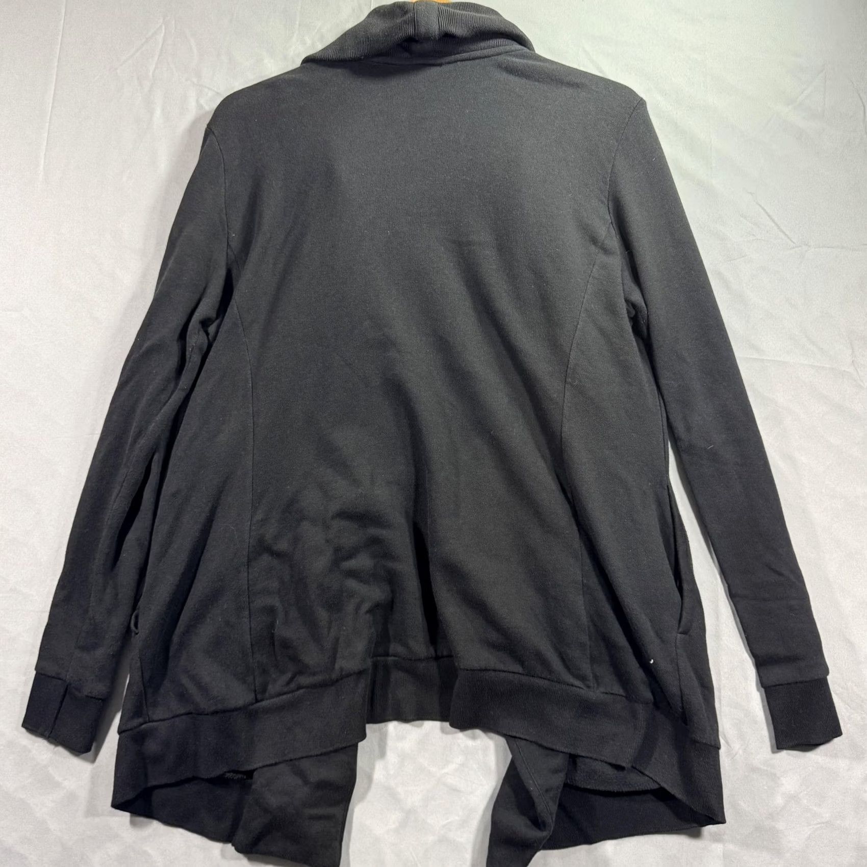 Allsaints AllSaints Cardigan Sweatshirt Womens Large Black Open Fleece Zip Collar Portugal Size L / US 10 / IT 46 - 2 Thumbnail