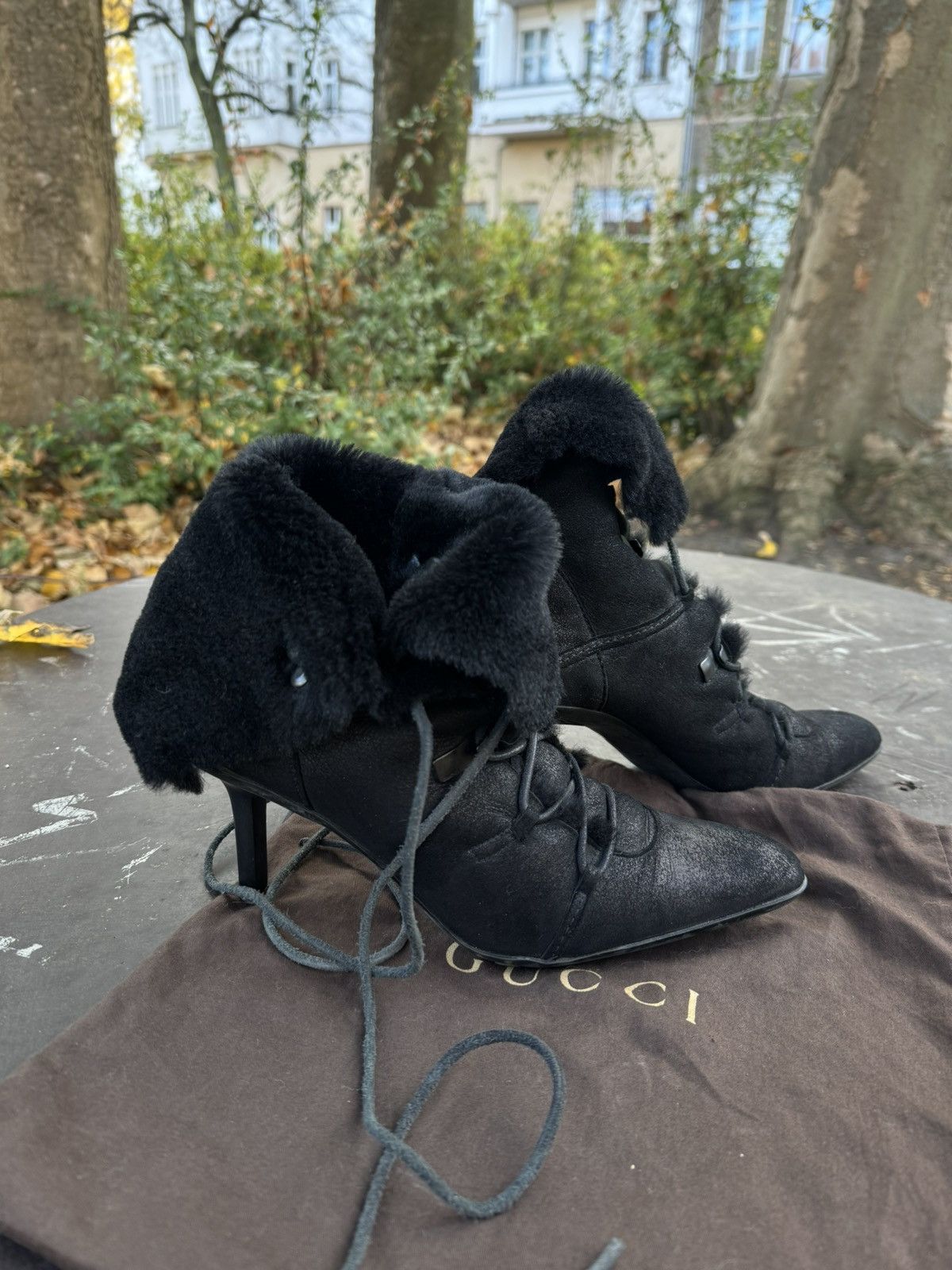 Gucci vintage gucci shoes boots with fur laces Size US 7.5 / IT 37.5 - 1 Thumbnail