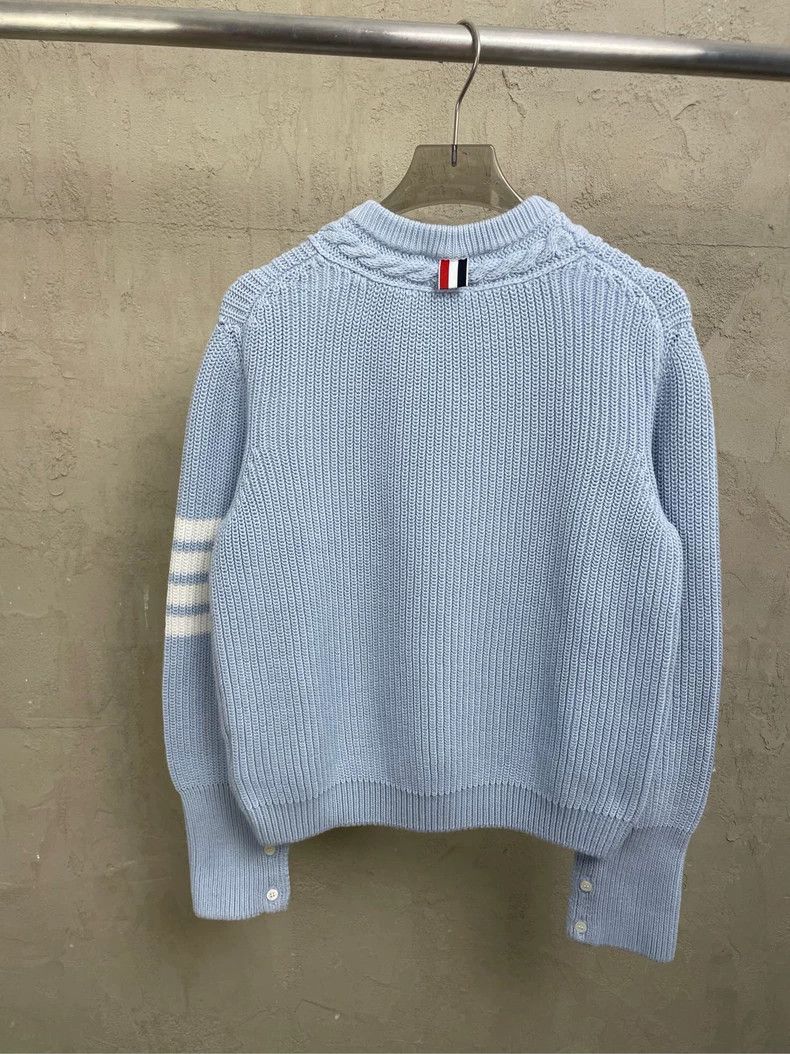 Thom Browne Thom Browne Smog blue jacquard thick round neck knit sweat Size S / US 4 / IT 40 - 3 Thumbnail