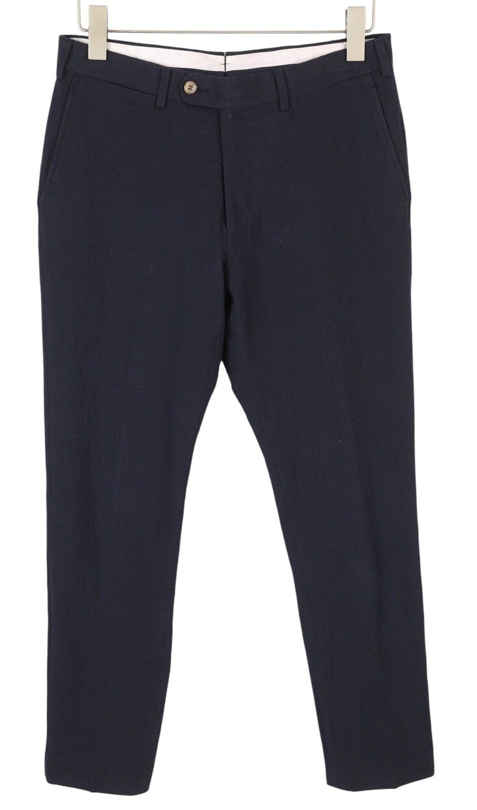 Suitsupply SLIM UK36R Dark Blue Seersucker Zip Trousers 86722 Size 36R - 1 Thumbnail