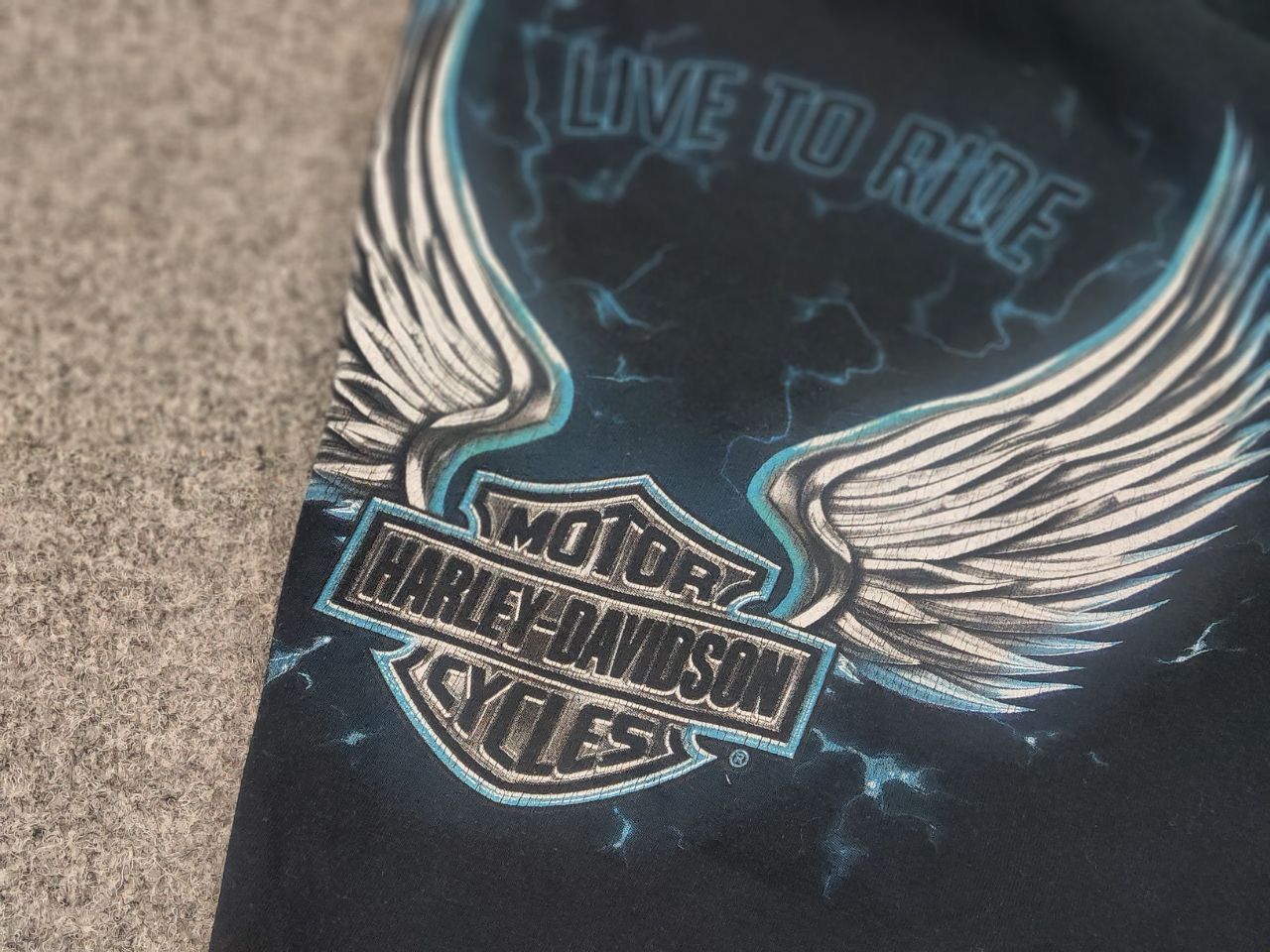 Harley Davidson Vintage Harley Davidson Fire Blue Logo Long sleeve Y2K Style Size US L / EU 52-54 / 3 - 13 Thumbnail