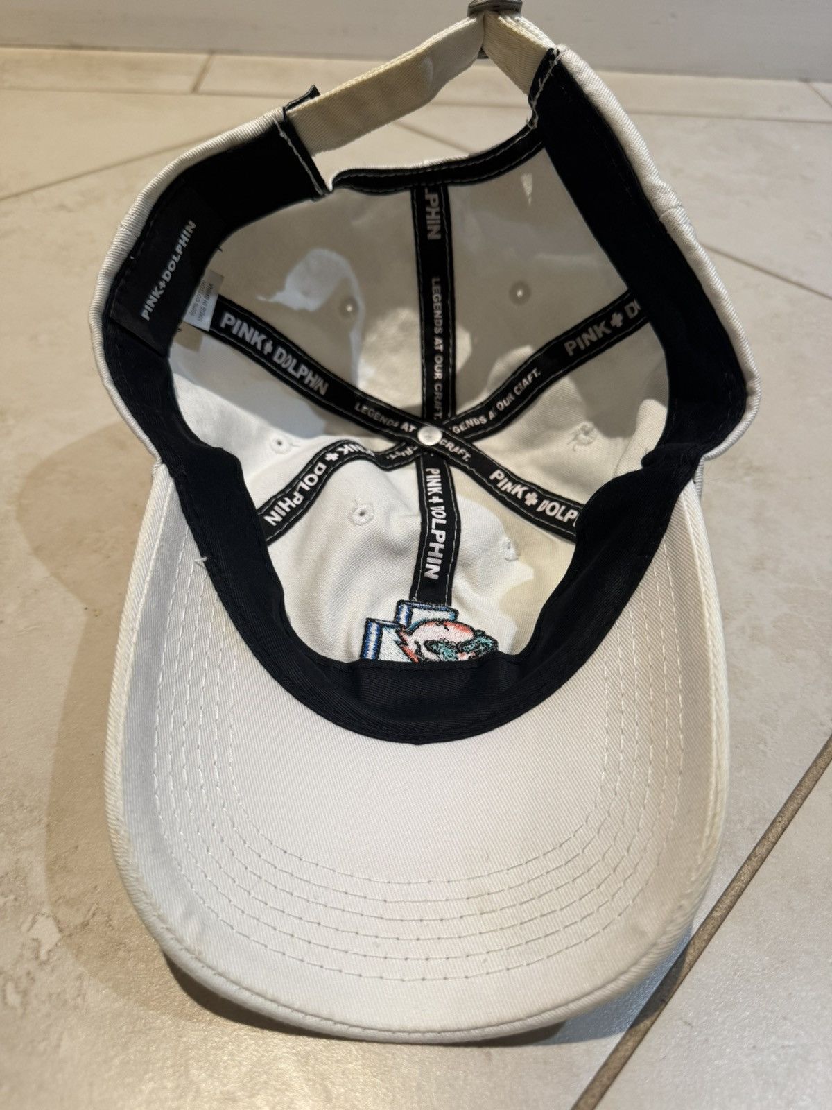 Pink Dolphin Embroidered Skull Plus White Strapback Hat White USED GOOD Size ONE SIZE - 4 Thumbnail