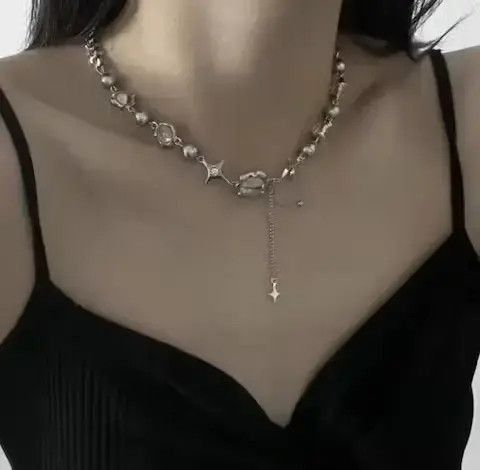 Japanese Brand Unisex geometric crystal necklace design Korean fashion Size ONE SIZE - 2 Thumbnail