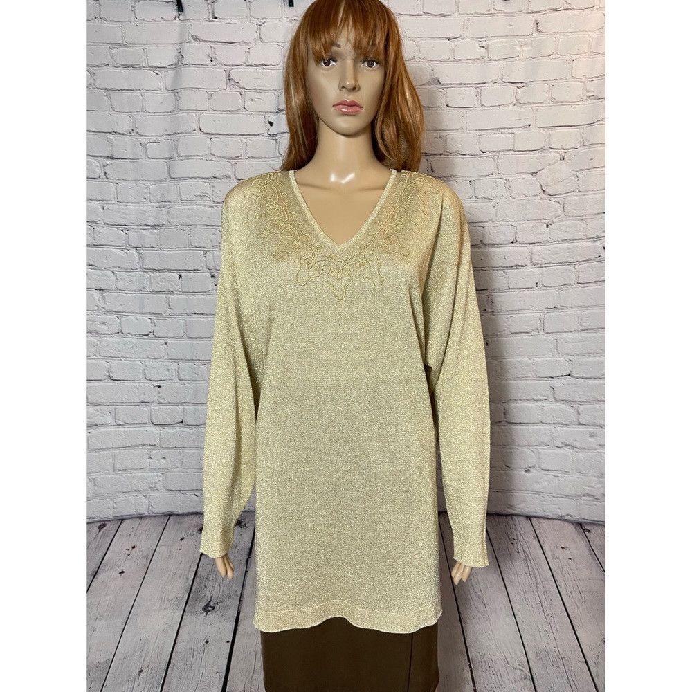 Other New Vintage Hamells Viscose Gold Long Sleeve Sweater Tunic Size S / US 4 / IT 40 - 1 Thumbnail