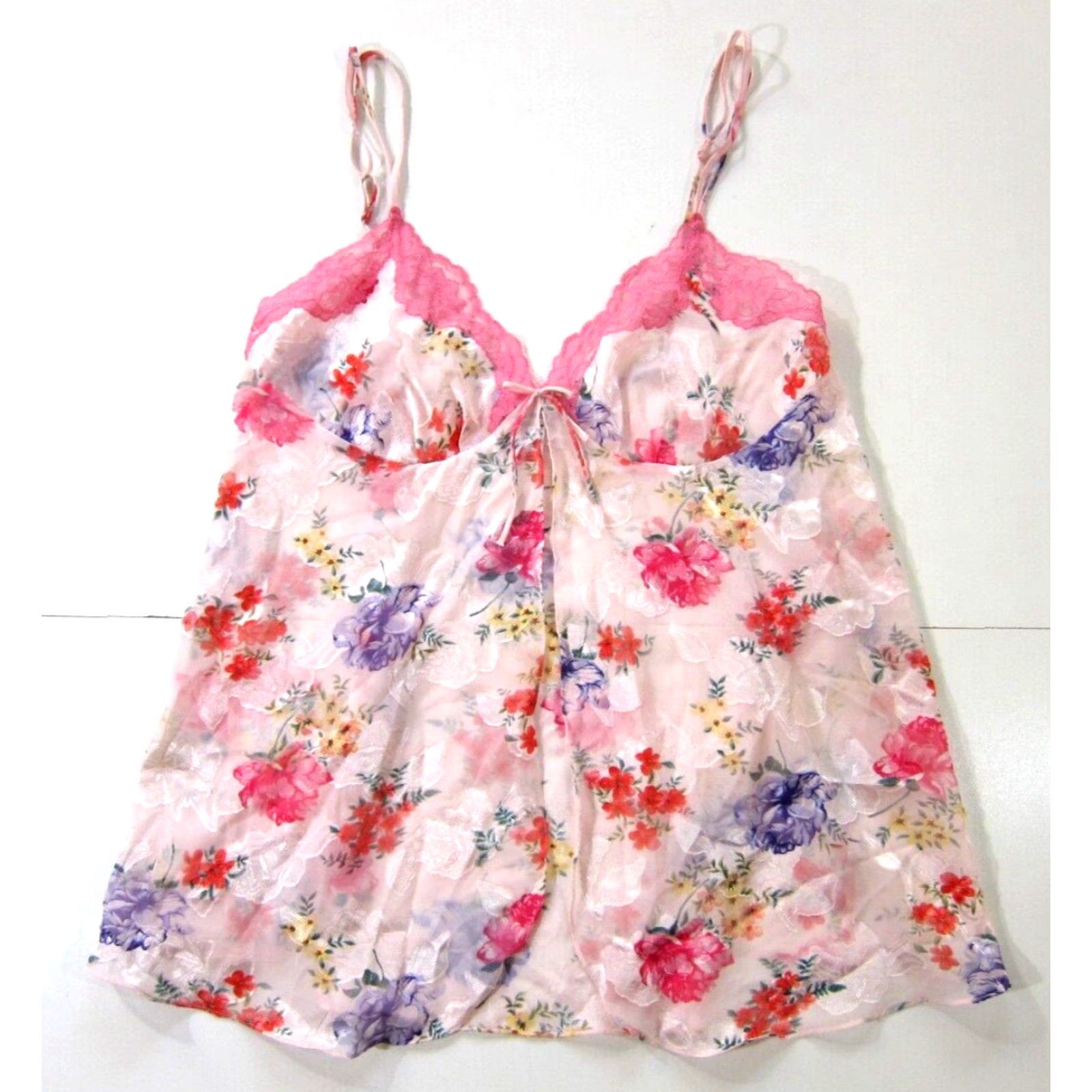 Vintage Secret Treasures Camisole Lingerie Spaghetti Strap Floral 1XL Pink Size ONE SIZE - 2 Thumbnail