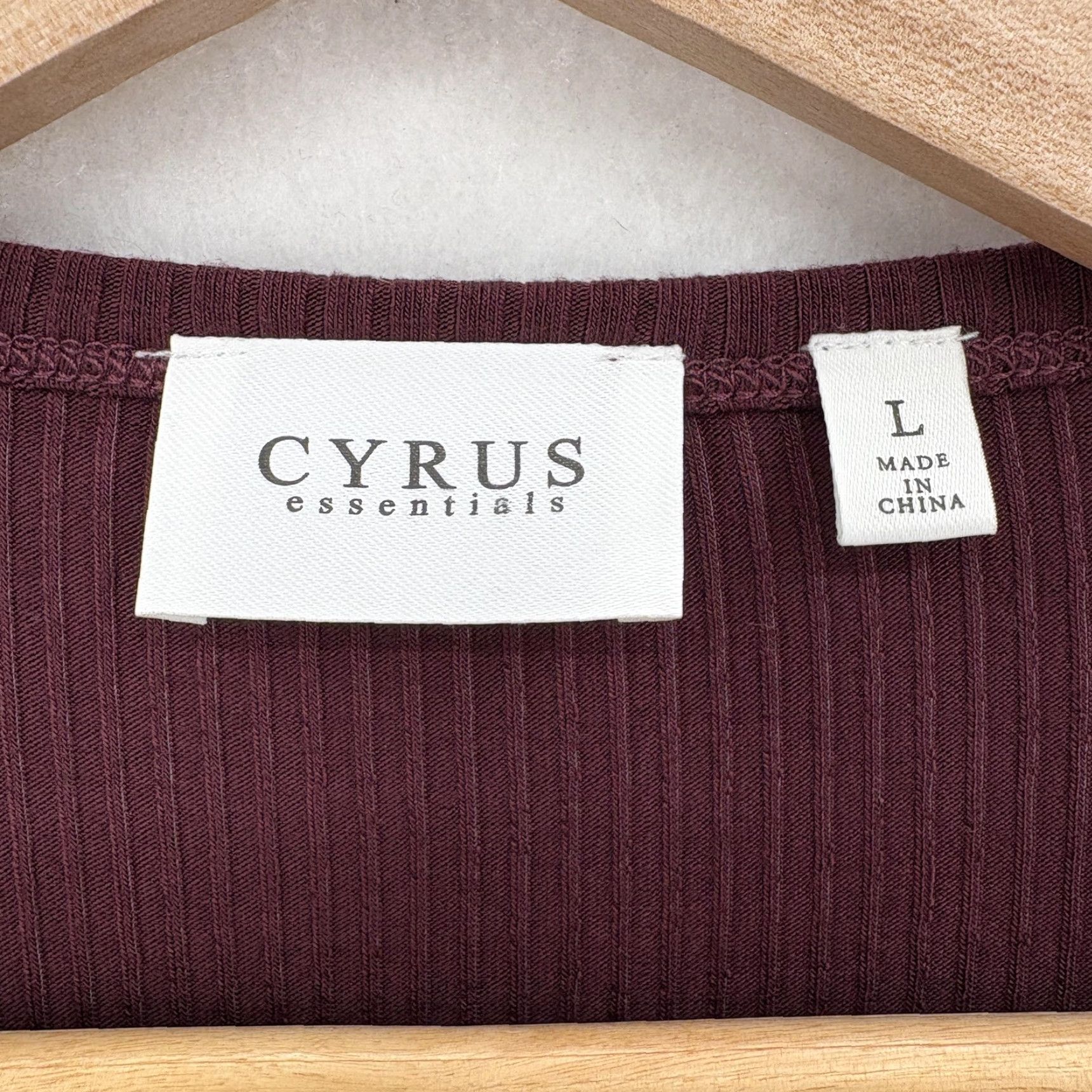 Vintage Cyrus Shirt Womens L Burgundy Ribbed Stretch Long Sleeve Crew Neck Top NYC Size L / US 10 / IT 46 - 6 Thumbnail