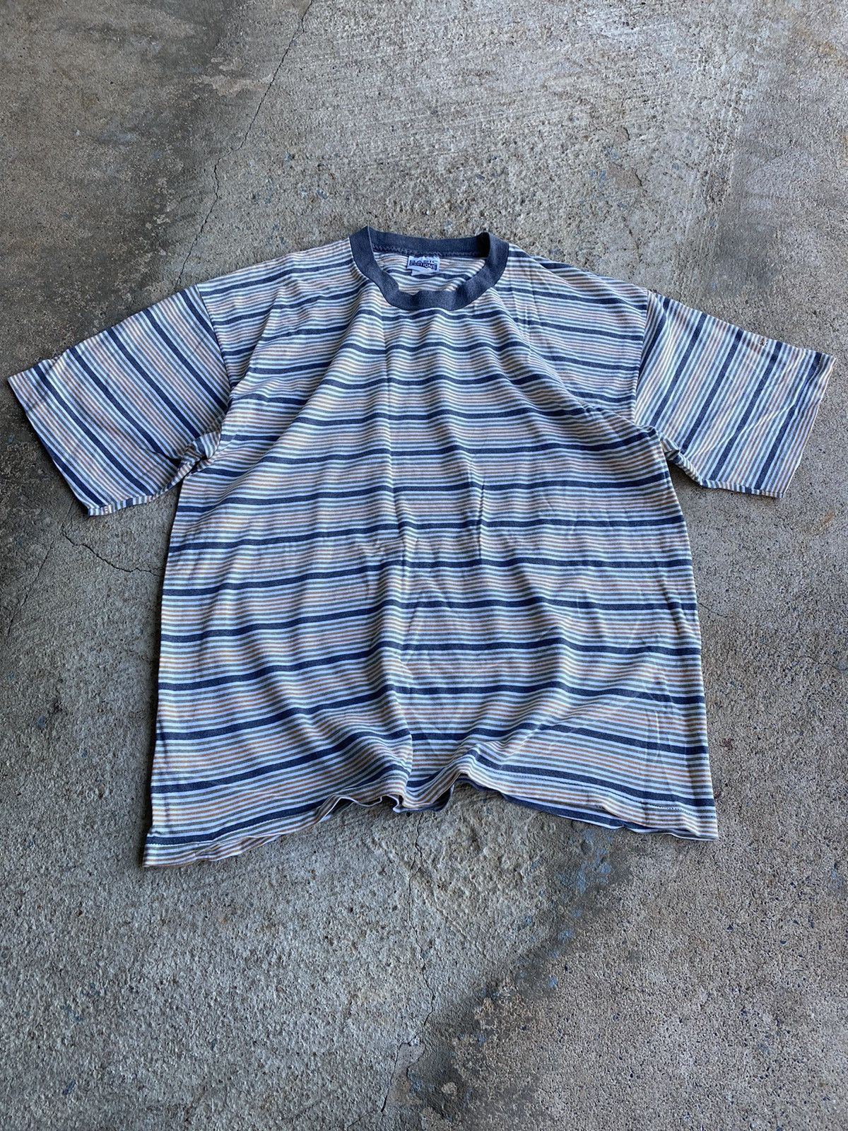 Japanese Brand × Vintage Vintage 90’s Grunge Skate Stripe Single Stitch Shirt Size US XL / EU 56 / 4 - 1 Thumbnail