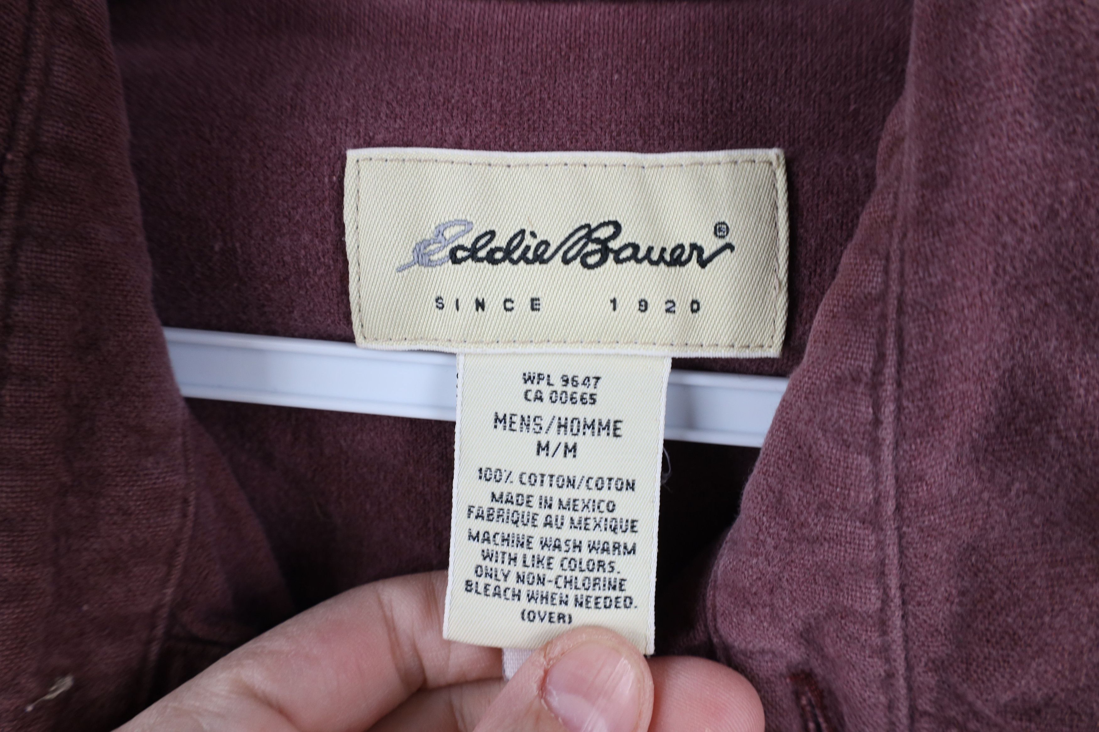 Eddie Bauer × Vintage Vintage 90s Eddie Bauer Chamois Cloth Button Shirt Burgundy Size US M / EU 48-50 / 2 - 7 Thumbnail