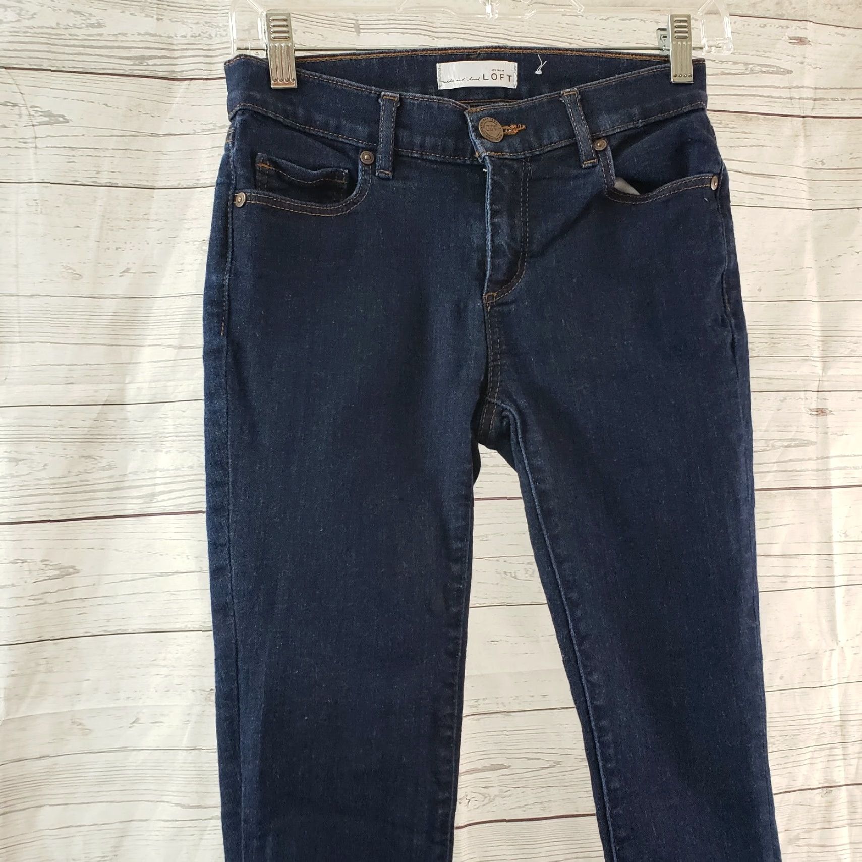 Loft LOFT Womens Jeans Legging Skinny Low Rise Blue Dark Wash Size 00 28in Inseam Cotton Blend Women / 91% Cotton 7% Polyester 2% Elastane Size 24" / US 00 / IT 34 - 2 Thumbnail