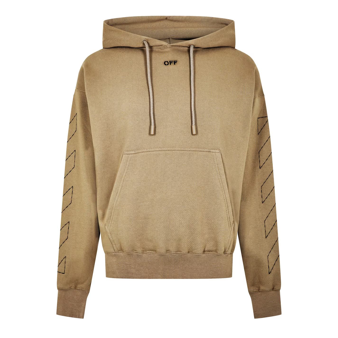 Off-White o1g2r1mq0226 Stitch Pull Over Hoodie In Beige Size US L / EU 52-54 / 3 - 1 Thumbnail