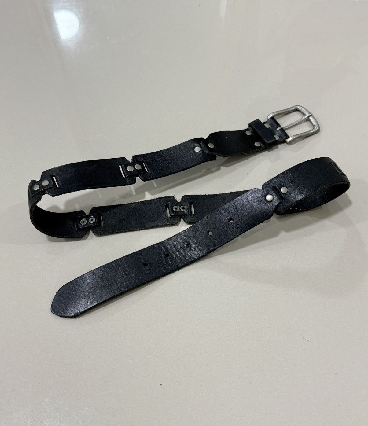 If Six Was Nine Black Leather Belt Size 34 - 3 Thumbnail