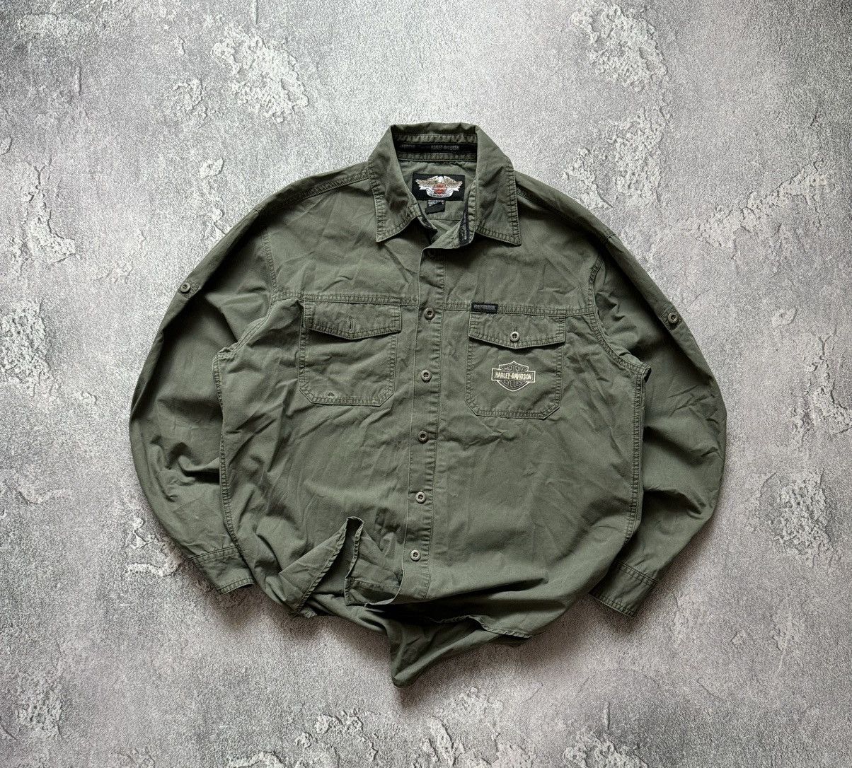 Harley Davidson × Vintage Harley Davidson XL logo ride free shirt button up long sleev Size US XL / EU 56 / 4 - 1 Thumbnail