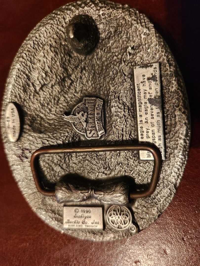 Vintage Vintage American Bald Eagle Solid Pewter Belt Buckle Size ONE SIZE - 2 Thumbnail