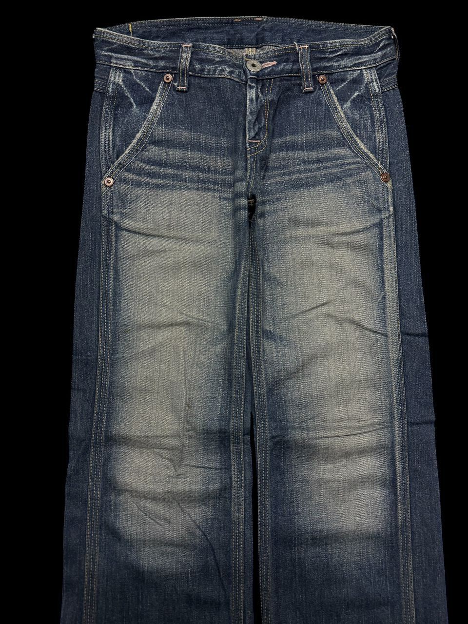 Japanese Brand BAGGY Vintage 90s John Bull Honey Comb Faded Style Distress Size US 29 - 3 Thumbnail