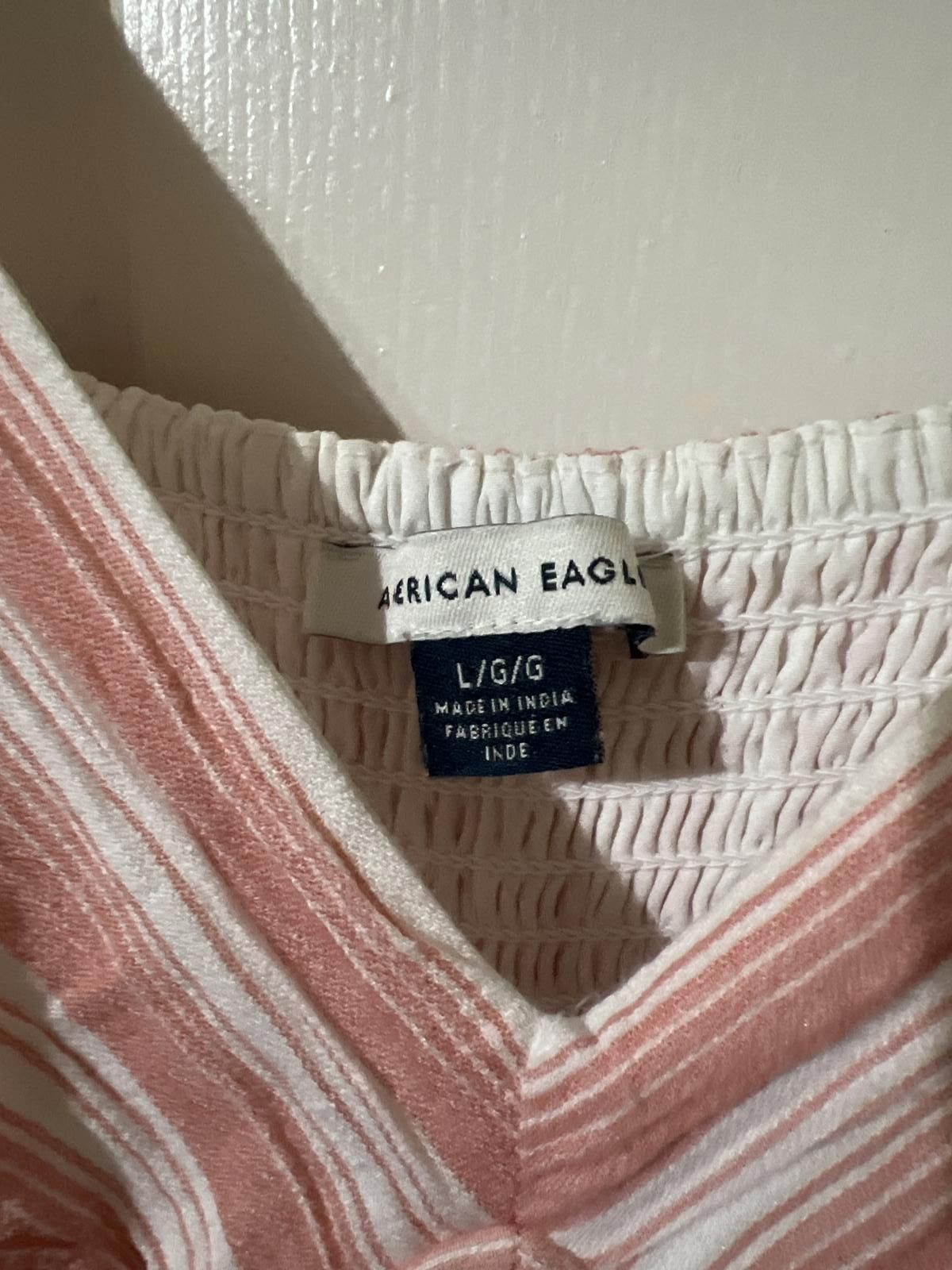 American Eagle Outfitters American Eagle coral & White Striped WideLeg Jumpsuit L NWOT Size 36" / US 14 / IT 50 - 4 Thumbnail