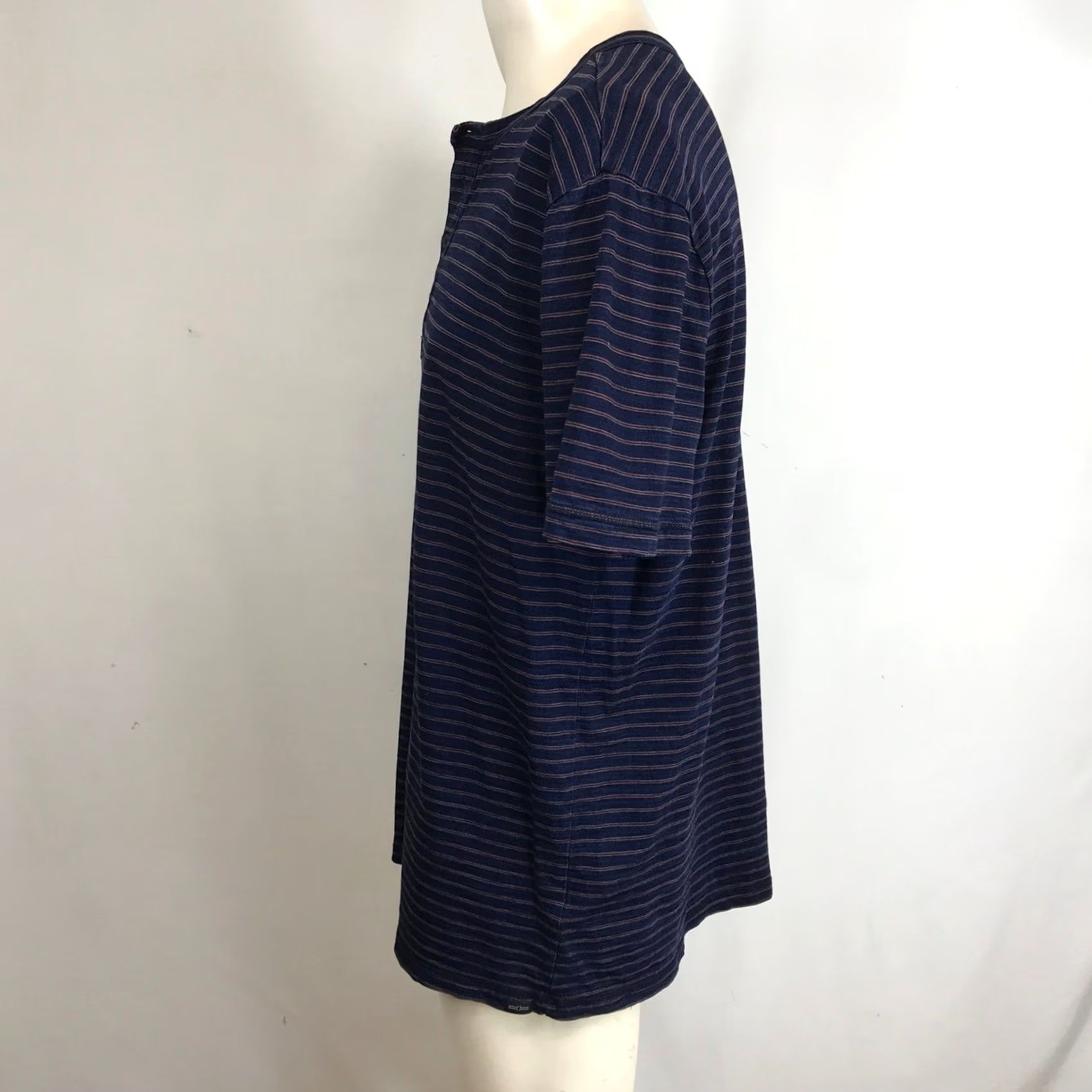 Vintage LIVERPOOL Los Angeles Mens Large Striped Henley Shirt Short Sleeve Navy Red Size US L / EU 52-54 / 3 - 6 Thumbnail