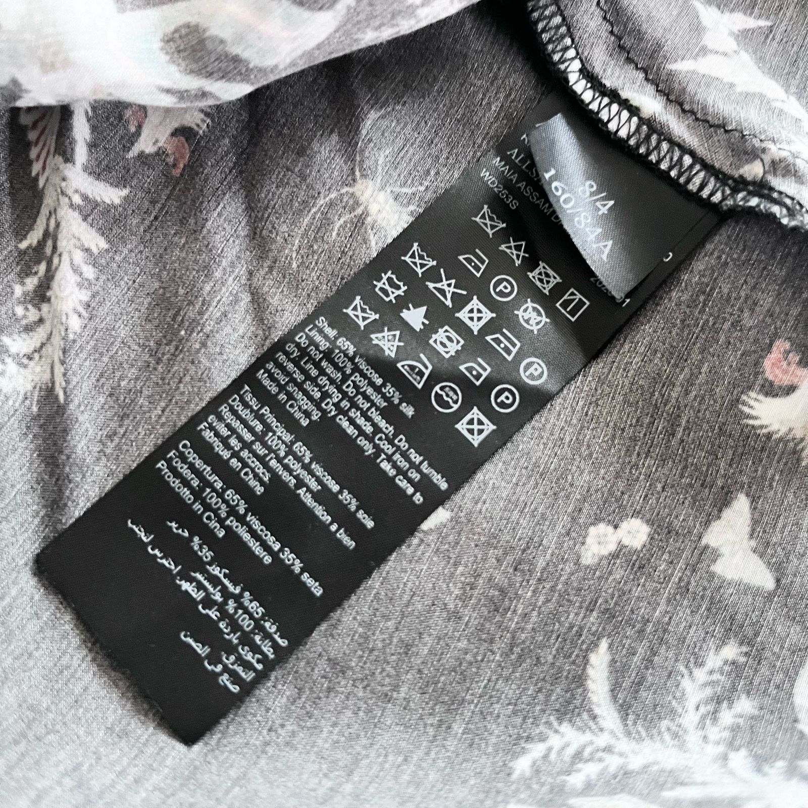 Allsaints All Saints Maia Silk Black Scarf Print Asymmetric Midi Dress Size S / US 4 / IT 40 - 10 Thumbnail