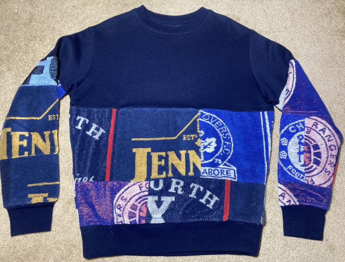 image of Fw13 Martine Rose Beermat Towel Sweatshirt Xs 2013 Logo Beer in Navy Blue, Men's