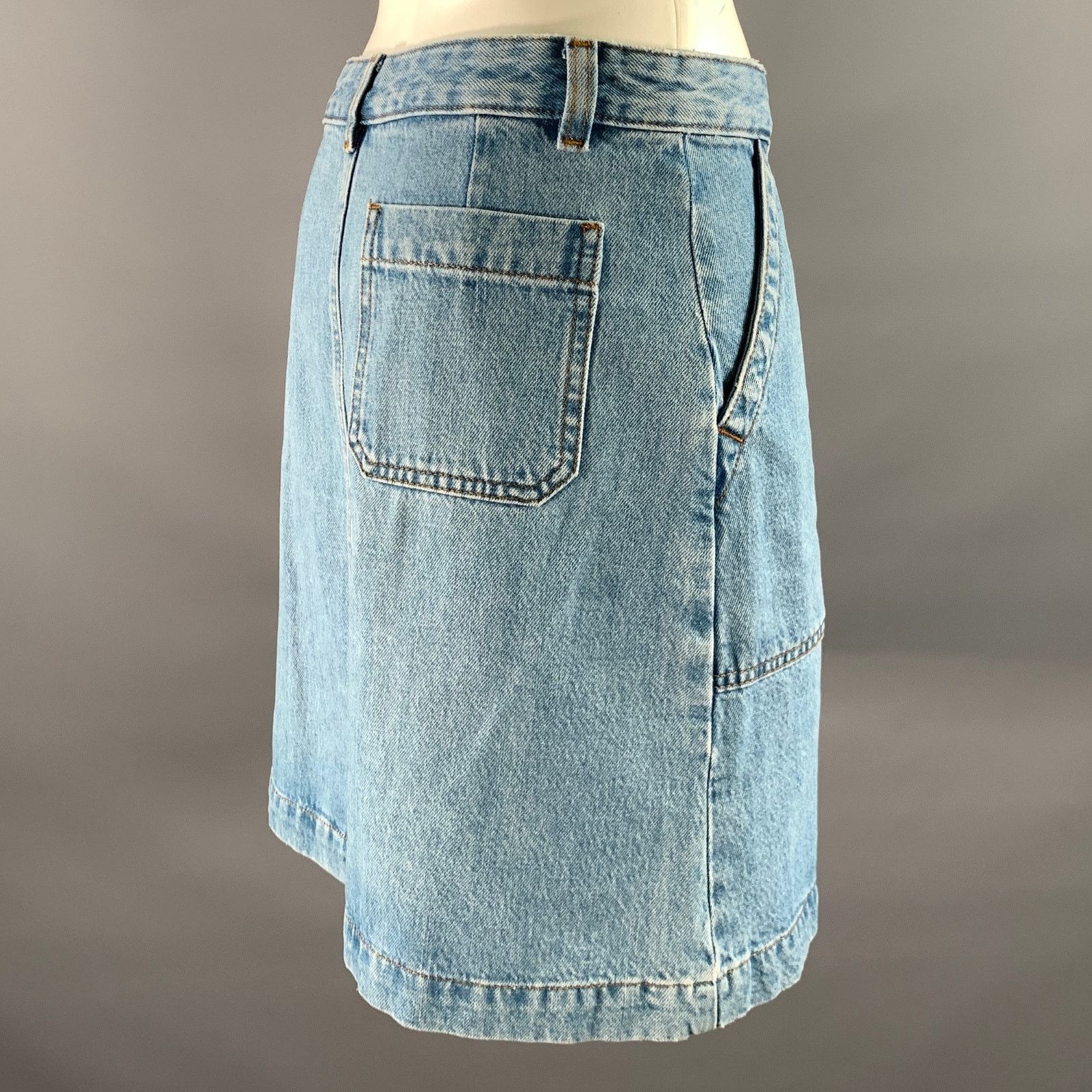 Other APC Size 2 Blue Denim Cotton Midi Skirt Size 26" / US 2 / IT 38 - 3 Thumbnail