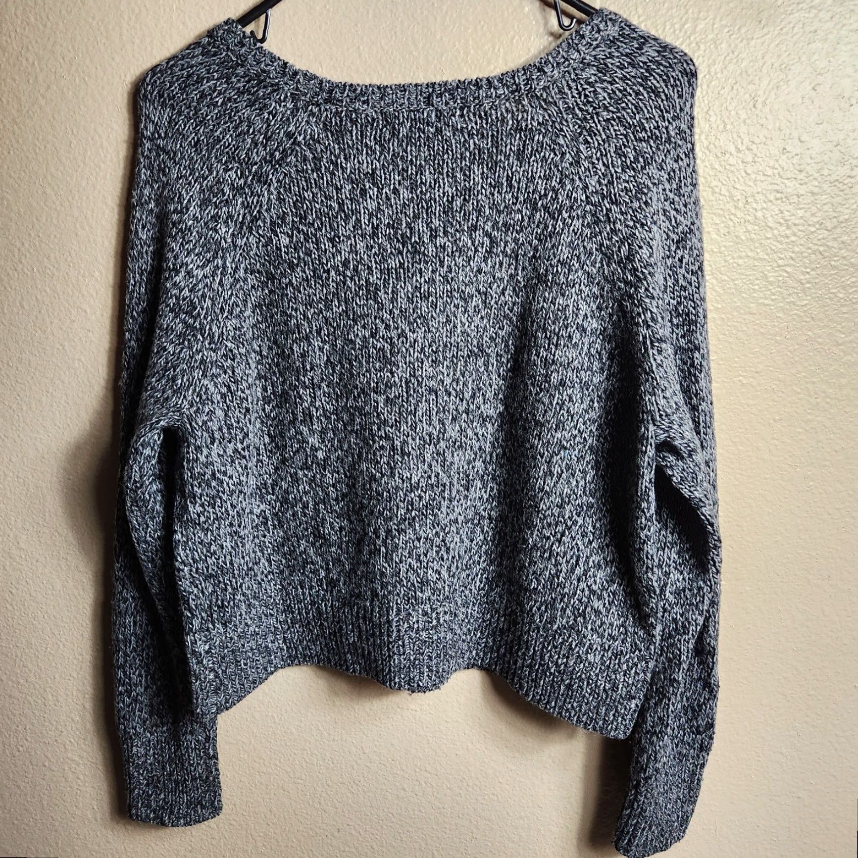 Banana Republic Banana Republic Womens Gray Marled Semi-Cropped Round Neck LS Sweater-Size L Mens? Size L / US 10 / IT 46 - 4 Thumbnail